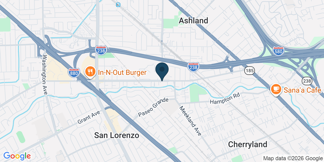 Map showing Ashland, Alameda County, CA