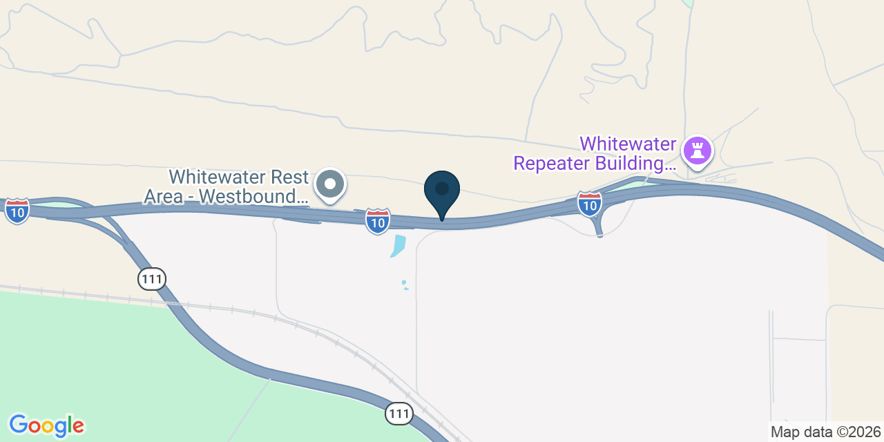 Map showing Whitewater, Riverside County, CA