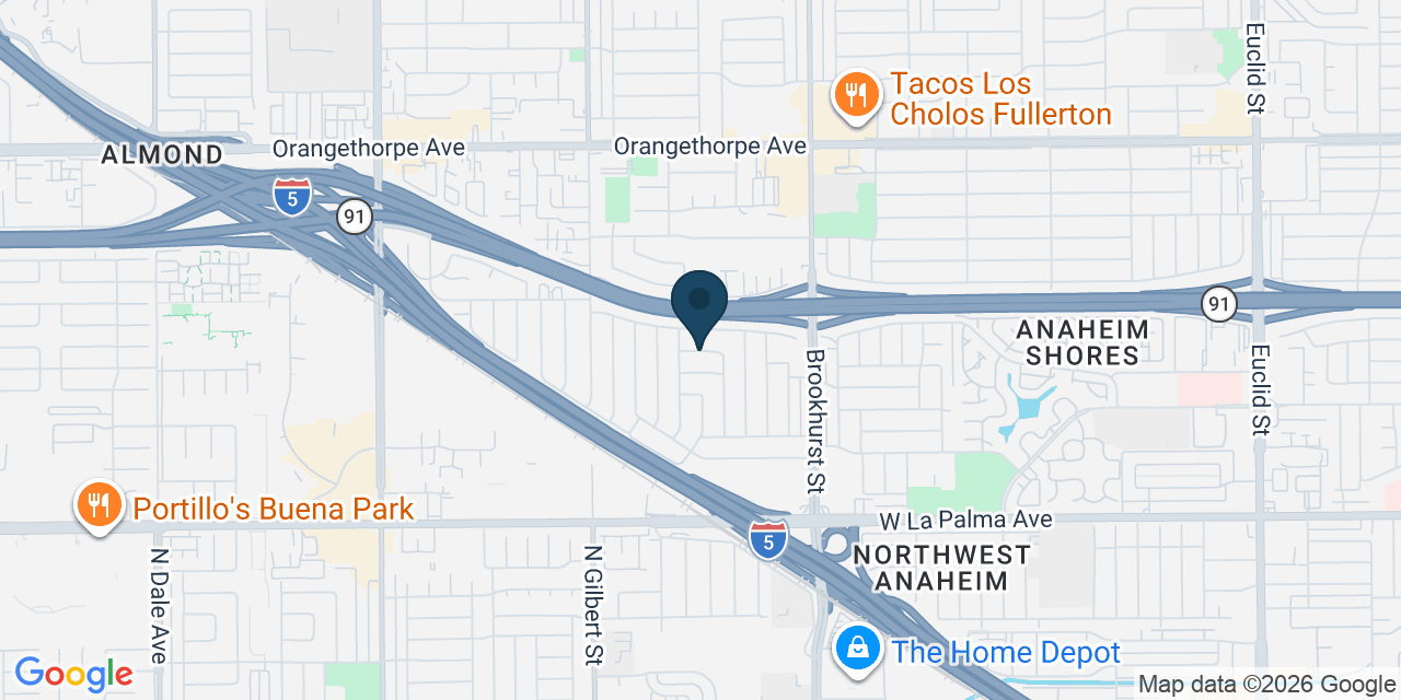 Map showing Anaheim, Orange County, CA