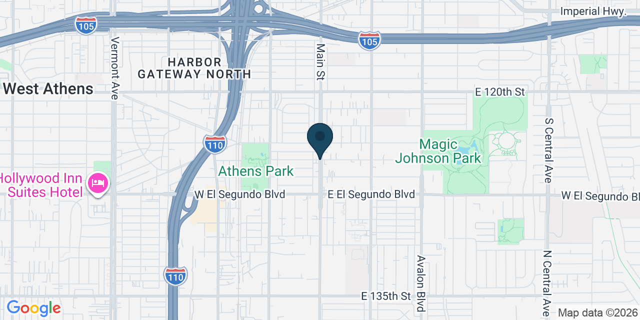 Map showing West Rancho Dominguez, Los Angeles County, CA