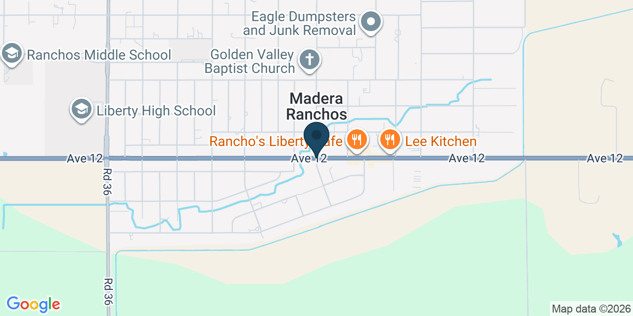 Map showing Madera Ranchos, Madera County, CA