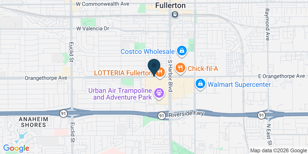 Map showing Orange County, CA