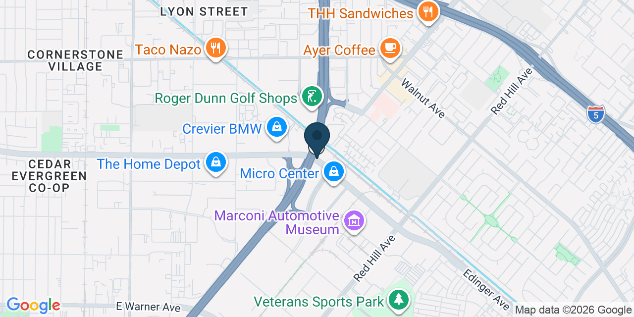 Map showing Santa Ana, Orange County, CA