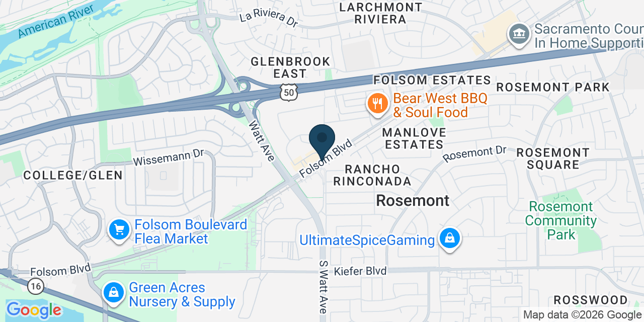 Map showing Rosemont, Sacramento County, CA