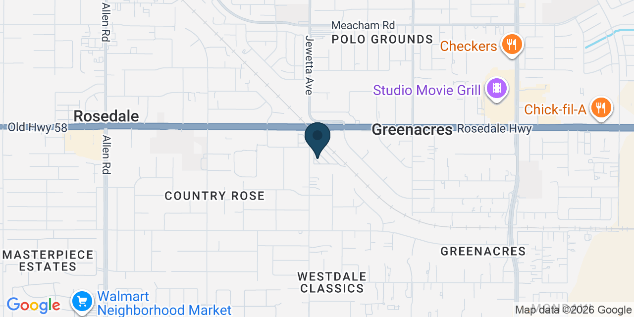 Map showing Bakersfield, Kern County, CA