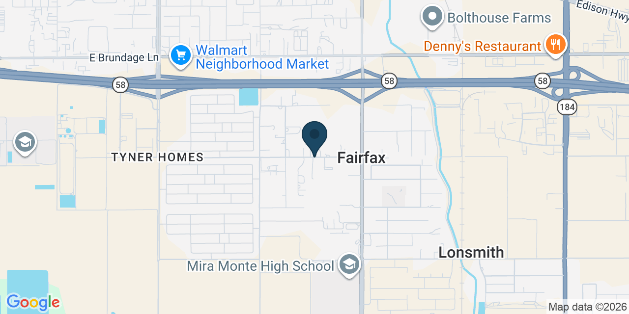 Map showing Bakersfield, Kern County, CA