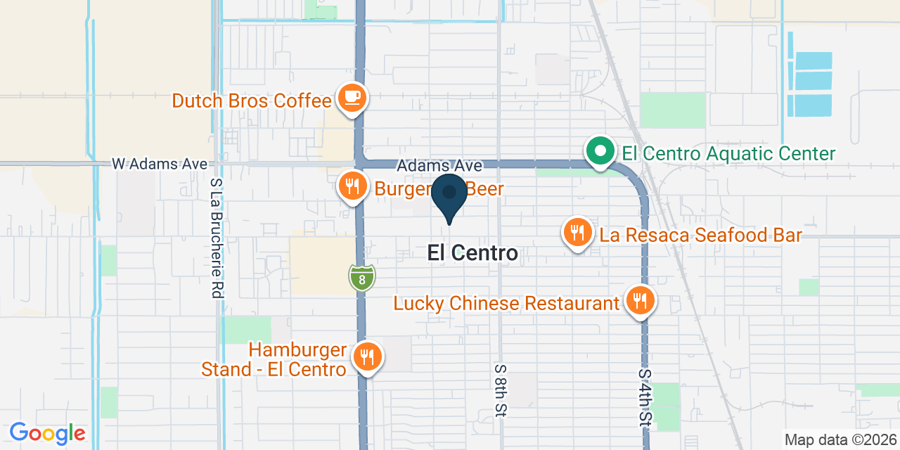 Map showing El Centro, Imperial County, CA