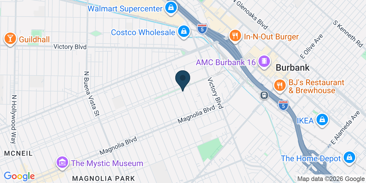 Map showing Burbank, Los Angeles County, CA