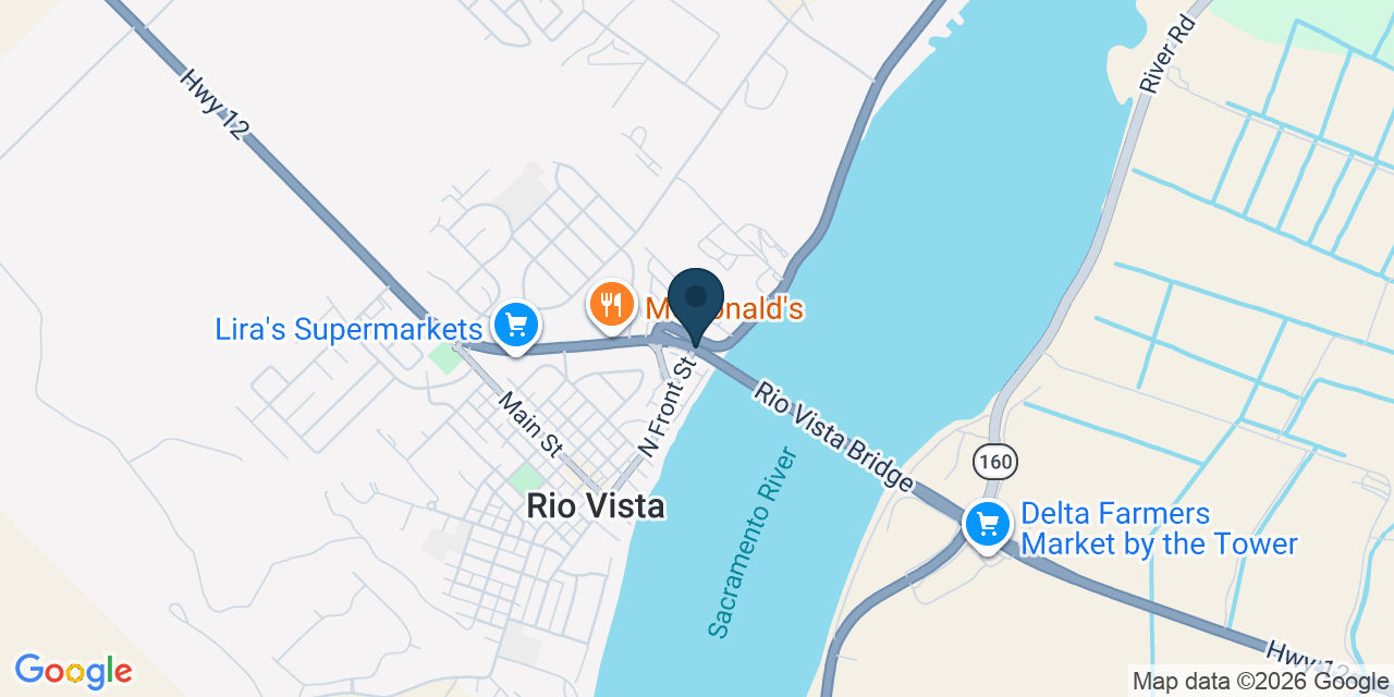 Map showing Rio Vista, Solano County, CA