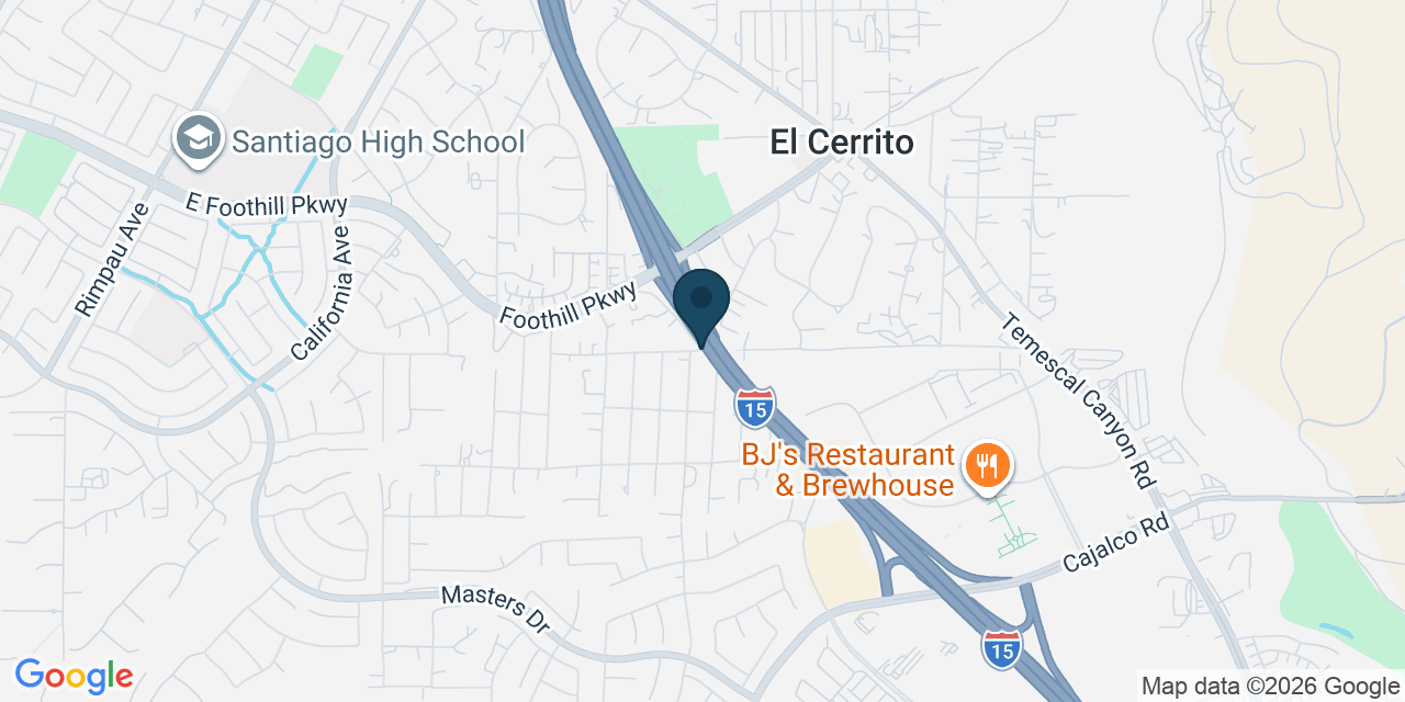 Map showing El Cerrito, Riverside County, CA