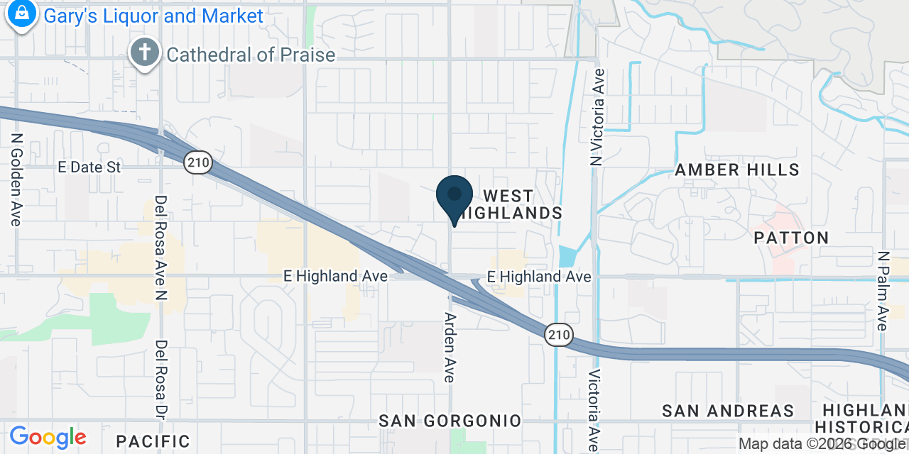 Map showing Highland, San Bernardino County, CA