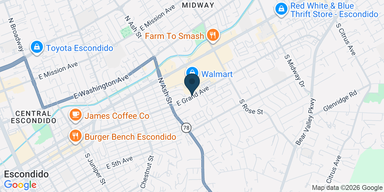 Map showing Escondido, San Diego County, CA