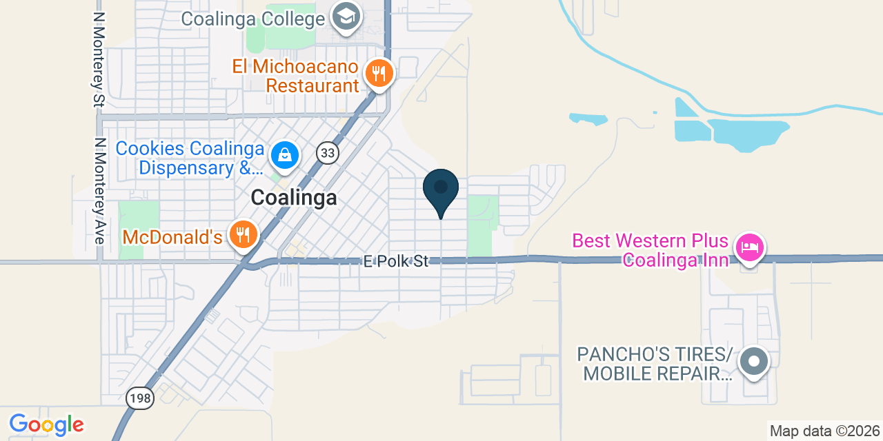 Map showing Coalinga, Fresno County, CA