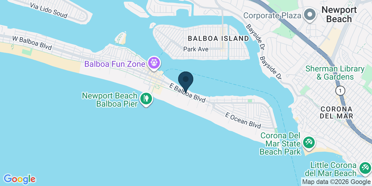 Map showing Newport Beach, Orange County, CA