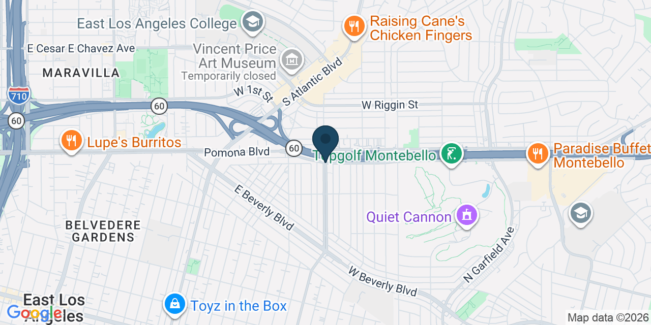 Map showing Montebello, Los Angeles County, CA
