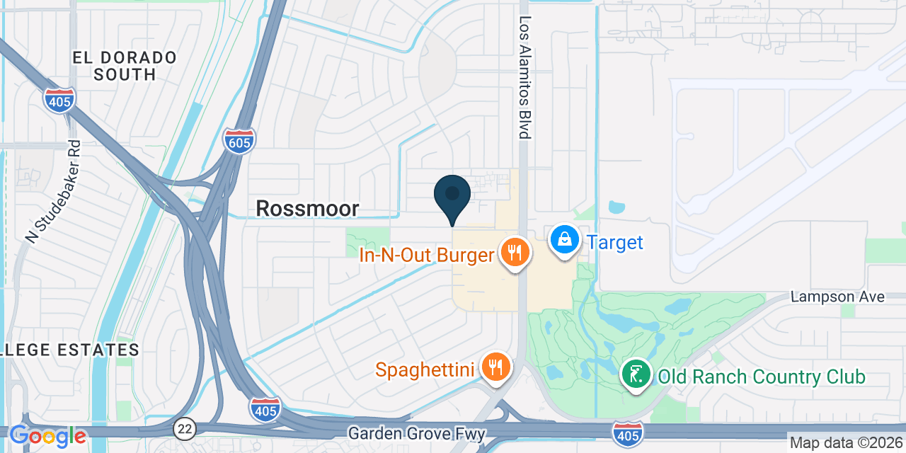 Map showing Rossmoor, Orange County, CA