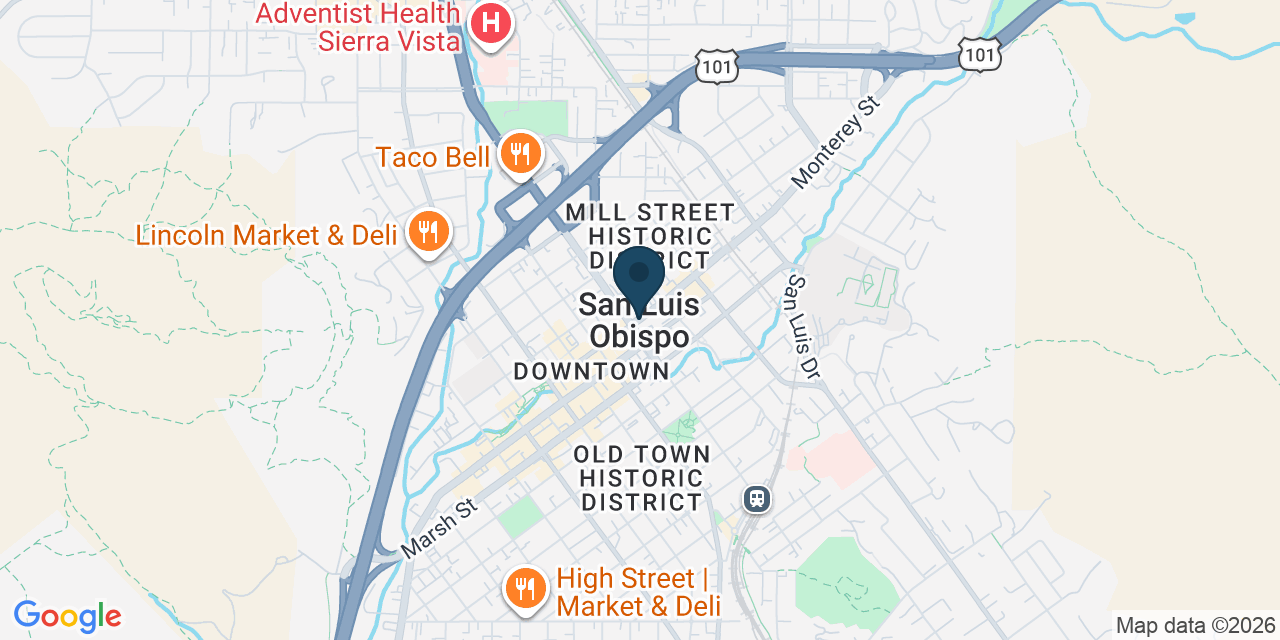 Map showing San Luis Obispo, San Luis Obispo County, CA