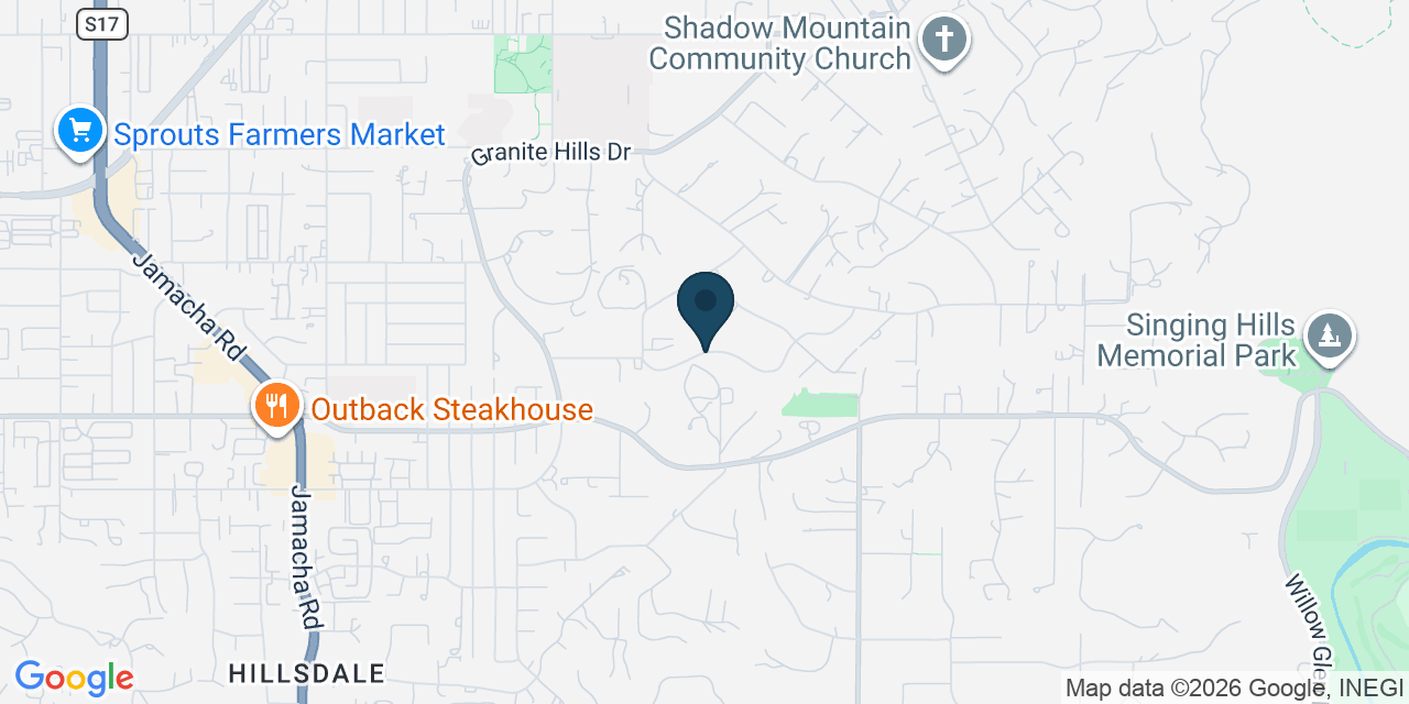 Map showing Granite Hills, San Diego County, CA