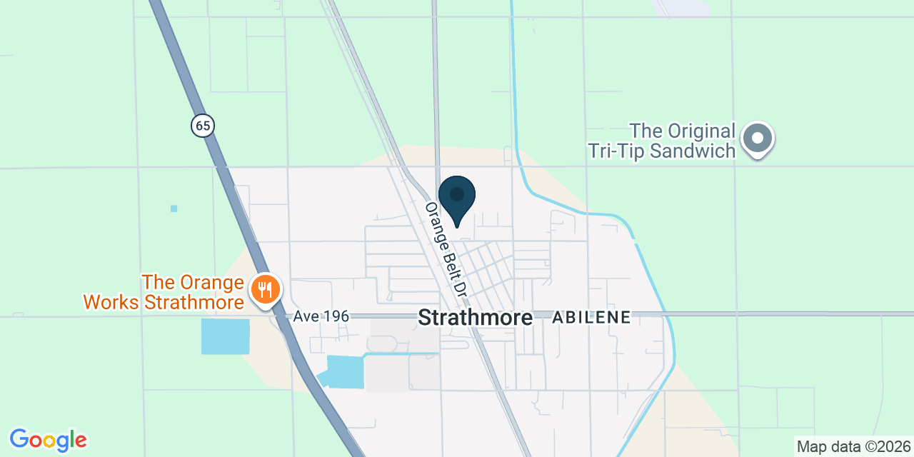 Map showing Strathmore, Tulare County, CA