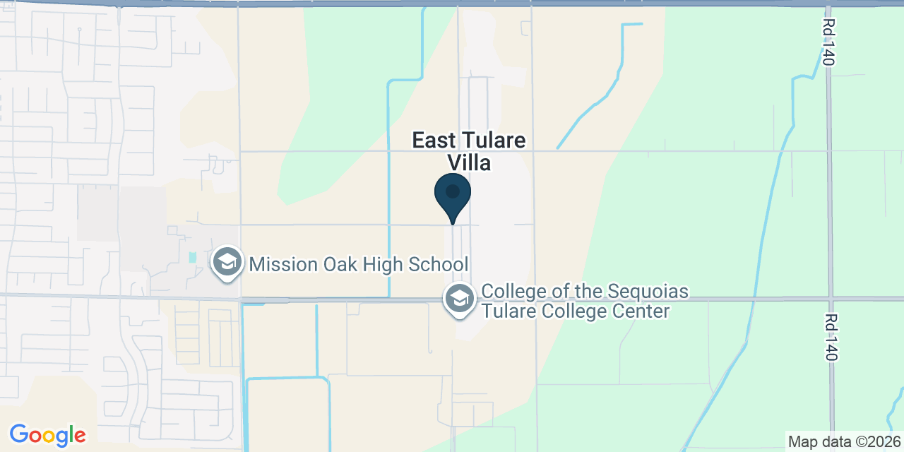 Map showing East Tulare Villa, Tulare County, CA