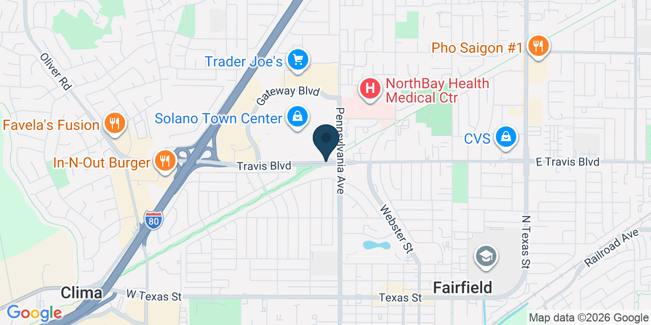Map showing Fairfield, Solano County, CA