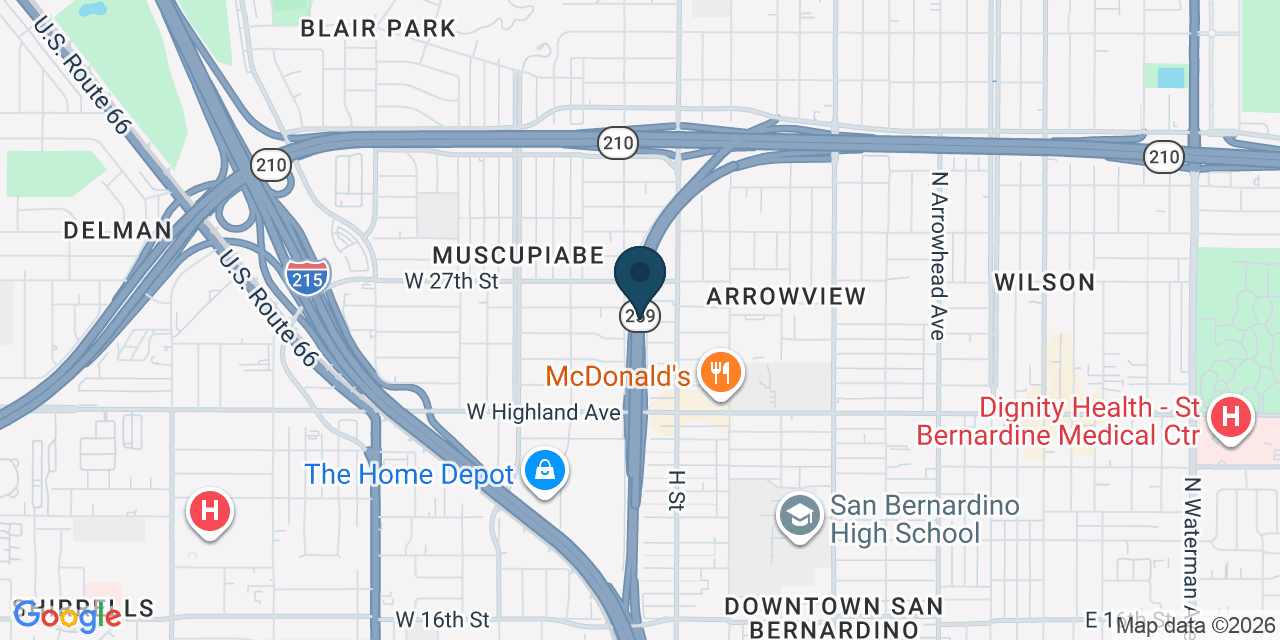 Map showing San Bernardino, San Bernardino County, CA
