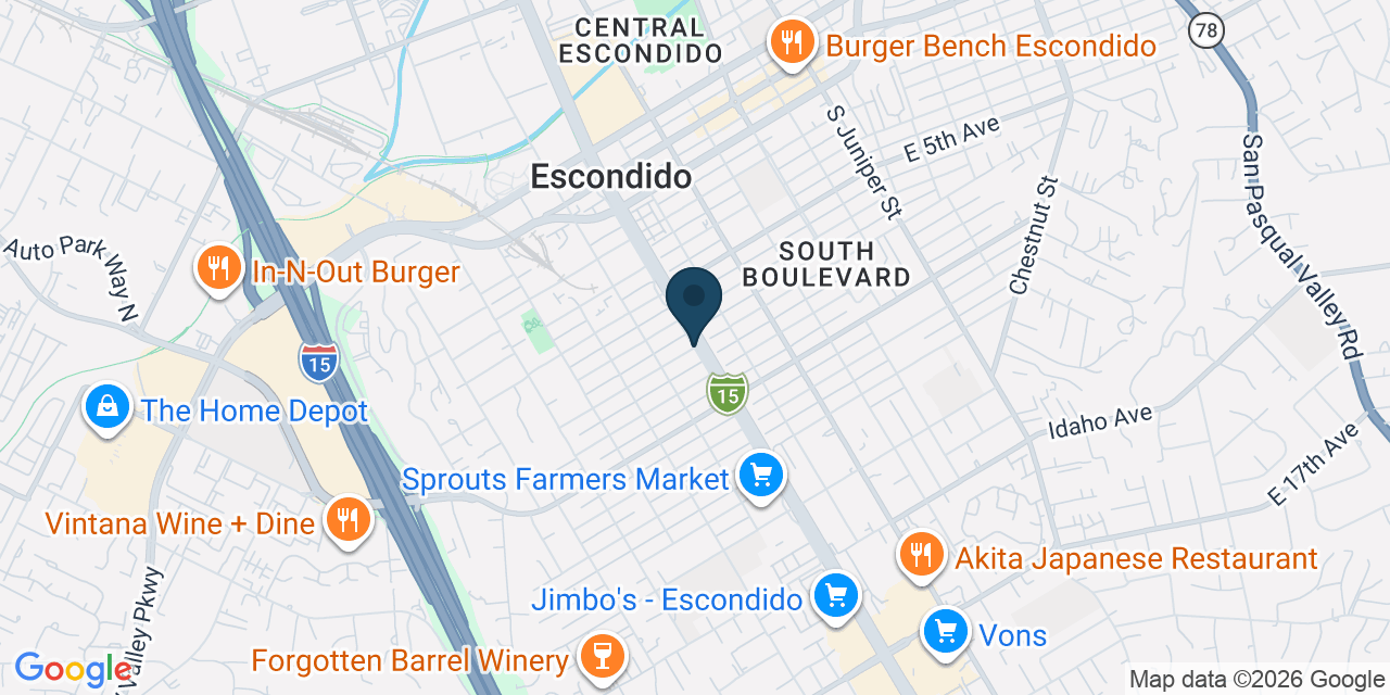 Map showing Escondido, San Diego County, CA