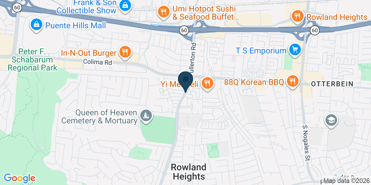 Map showing Rowland Heights, Los Angeles County, CA