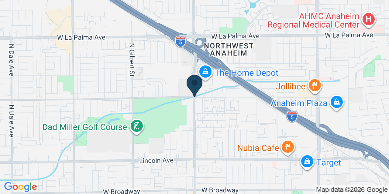 Map showing Anaheim, Orange County, CA