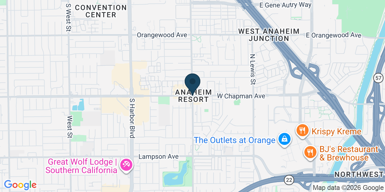 Map showing Anaheim Resort, Orange County, CA