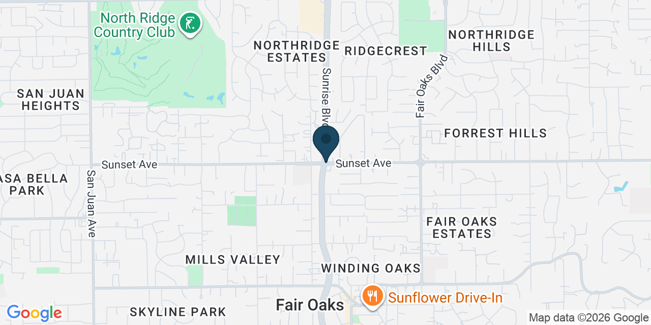 Map showing Fair Oaks, Sacramento County, CA