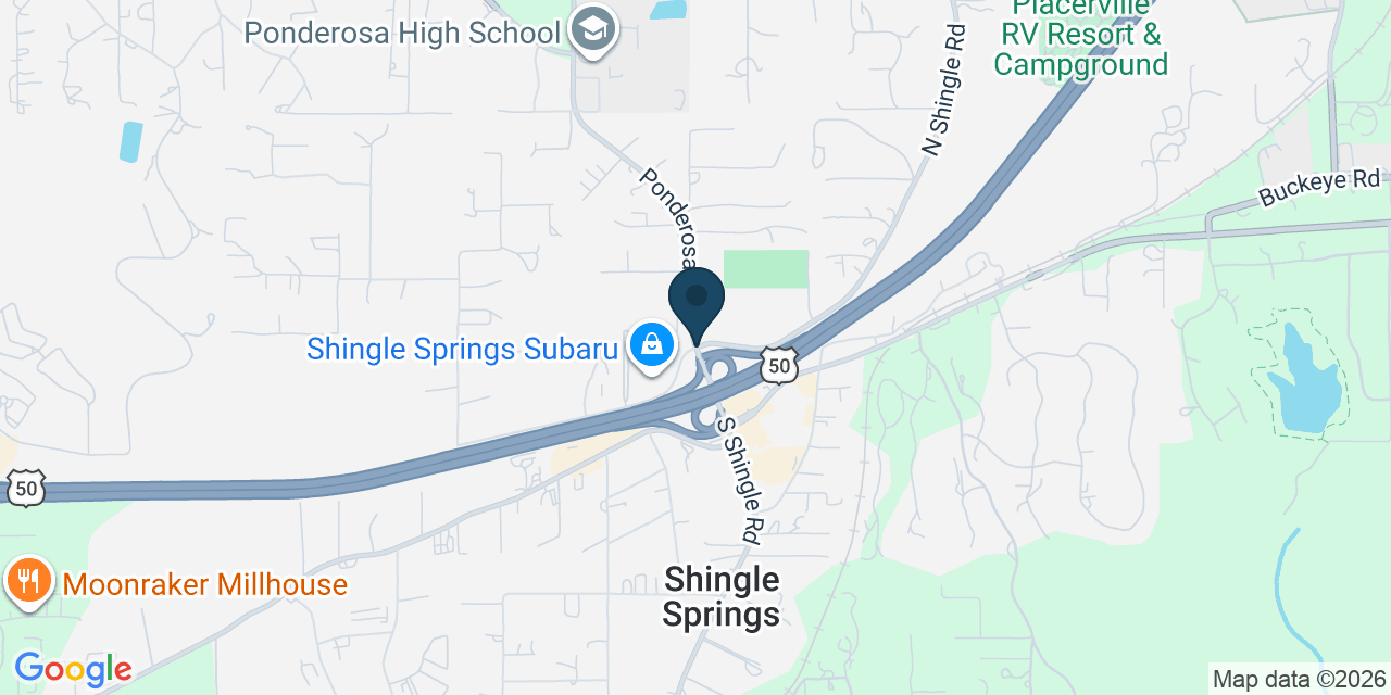Map showing Shingle Springs, El Dorado County, CA