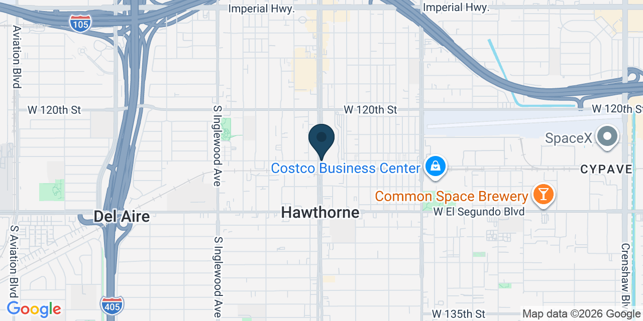 Map showing Hawthorne, Los Angeles County, CA