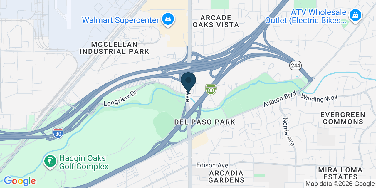 Map showing North Highlands, Sacramento County, CA