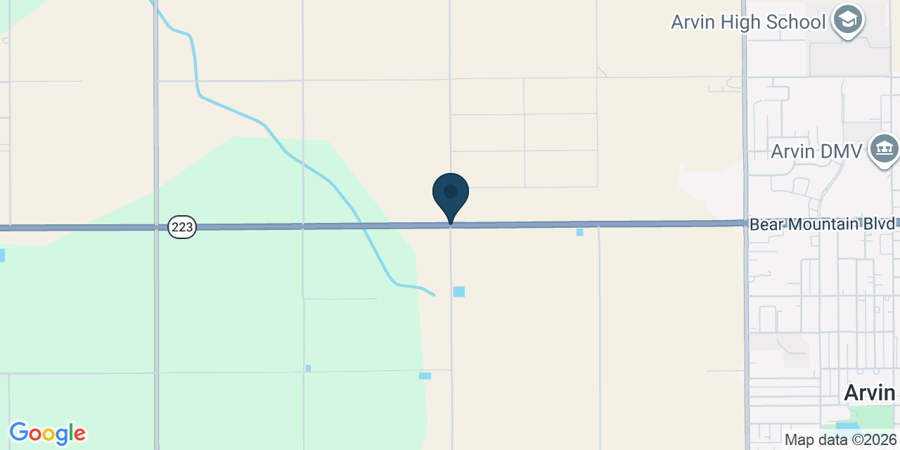 Map showing Arvin, Kern County, CA