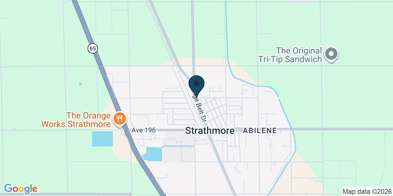 Map showing Strathmore, Tulare County, CA