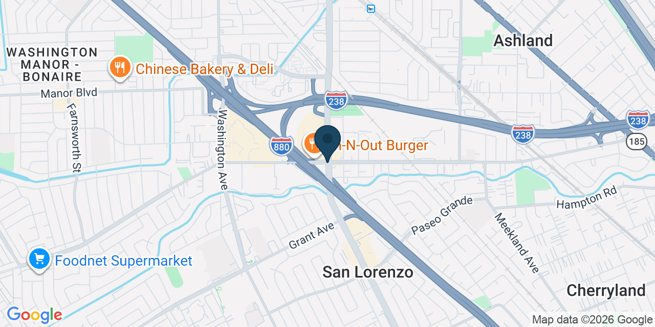 Map showing Ashland, Alameda County, CA