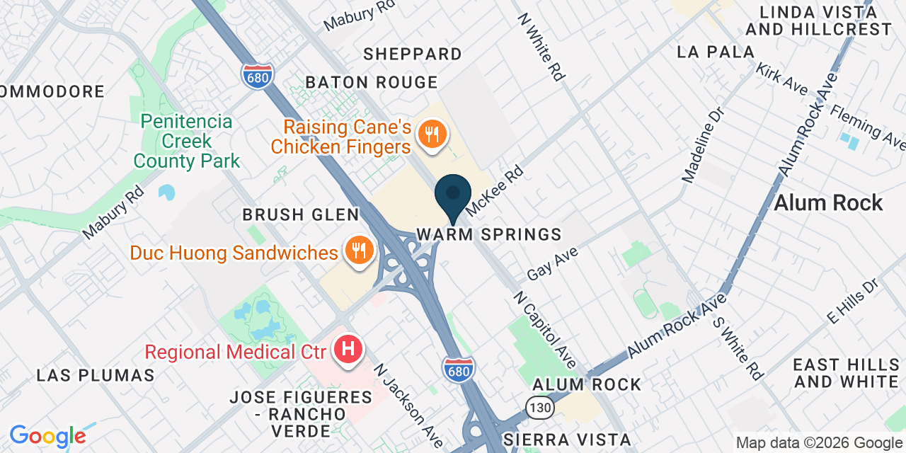 Map showing Alum Rock, Santa Clara County, CA