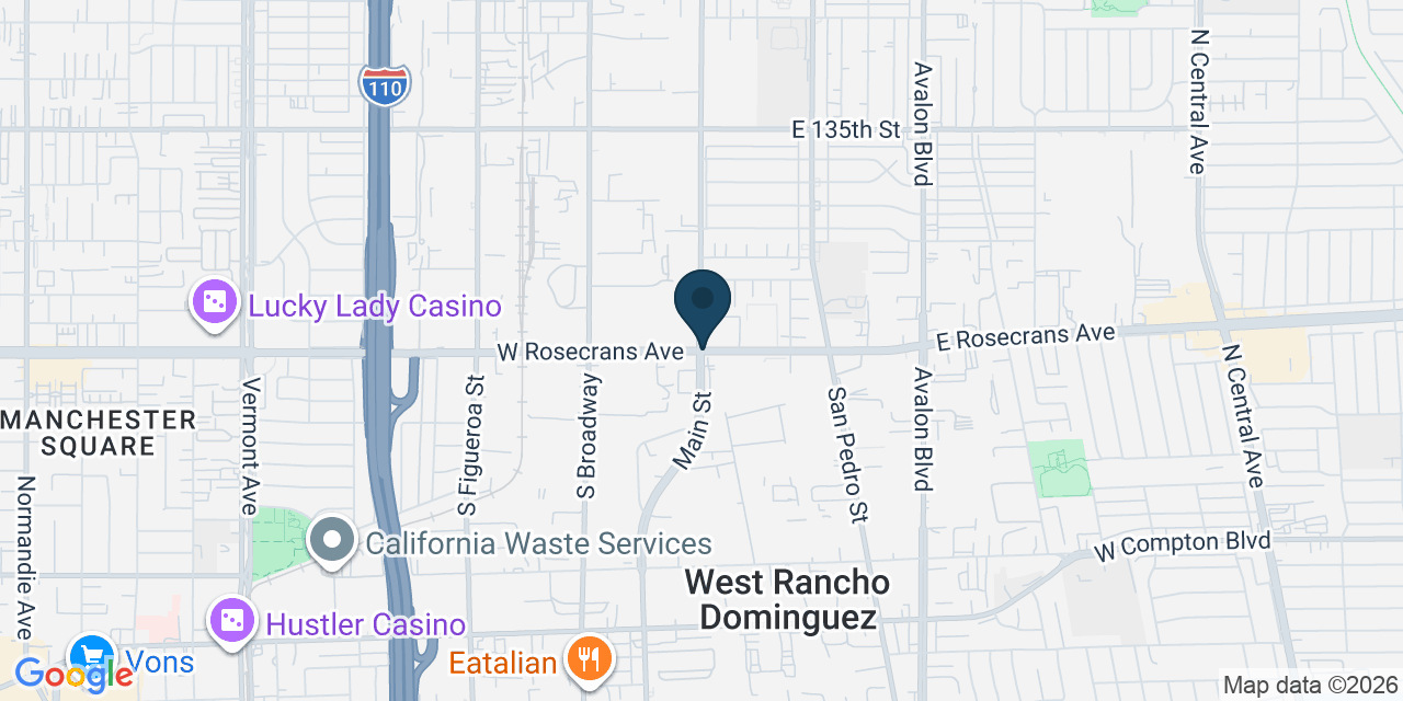 Map showing West Rancho Dominguez, Los Angeles County, CA