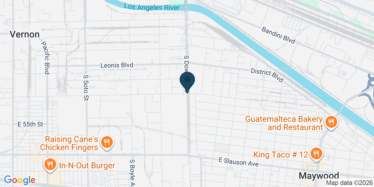 Map showing Vernon, Los Angeles County, CA