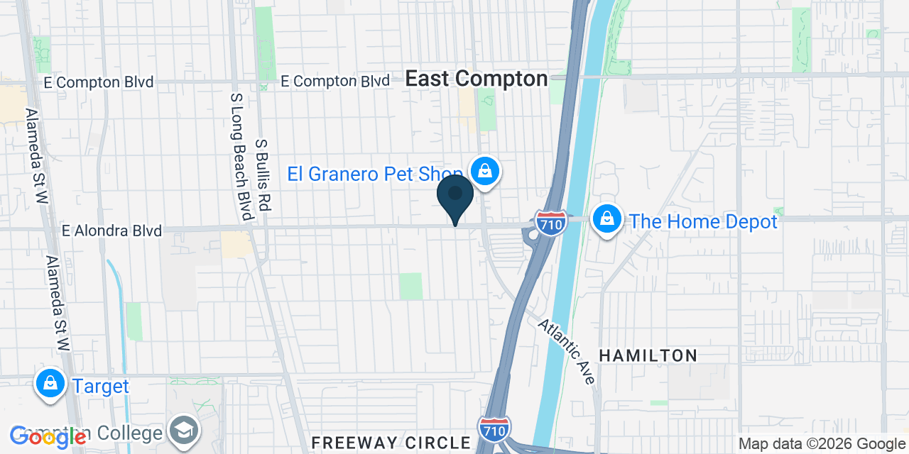 Map showing Compton, Los Angeles County, CA