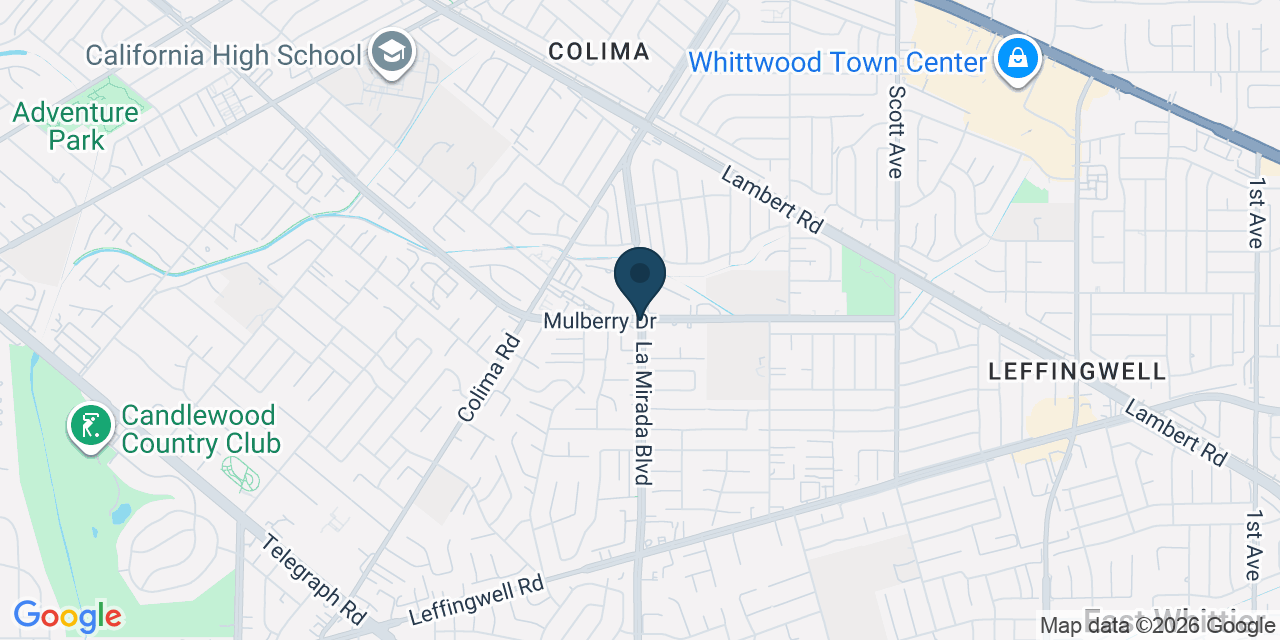 Map showing South Whittier, Los Angeles County, CA