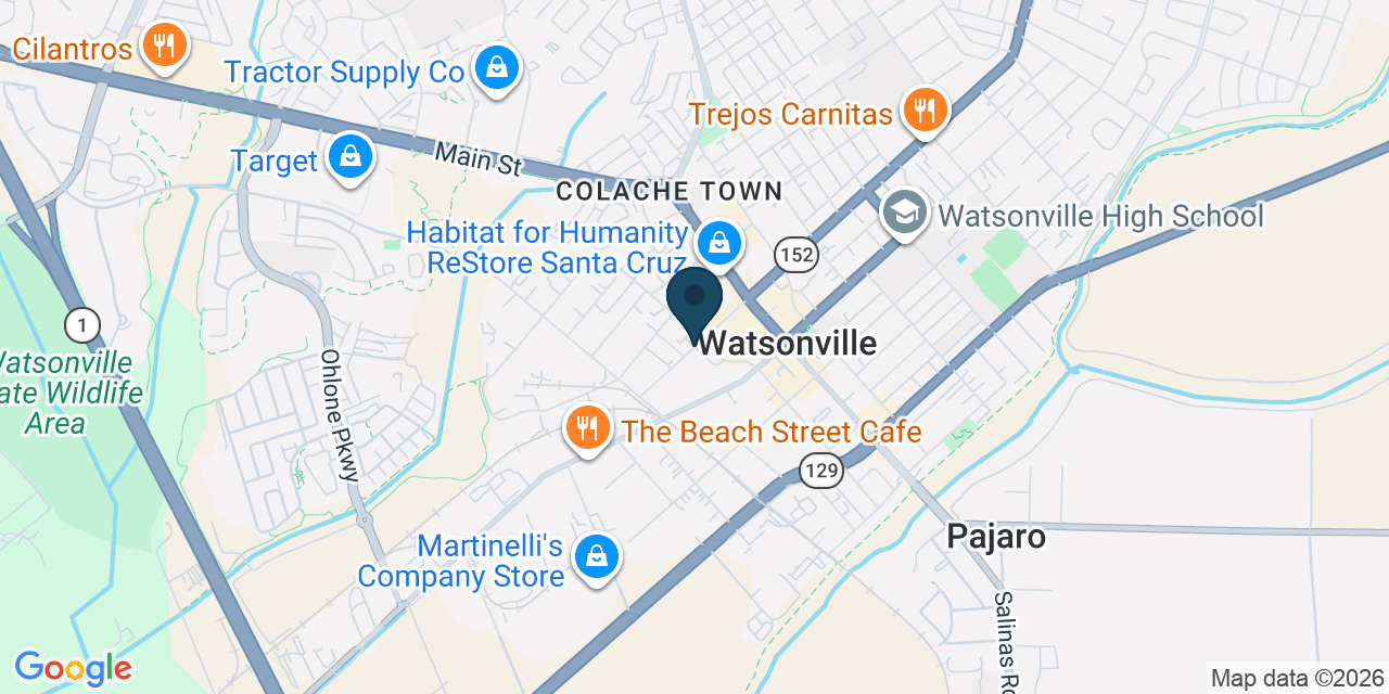 Map showing Watsonville, Santa Cruz County, CA