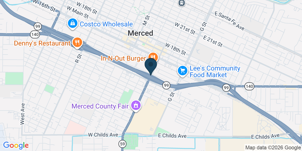 Map showing Merced County, CA