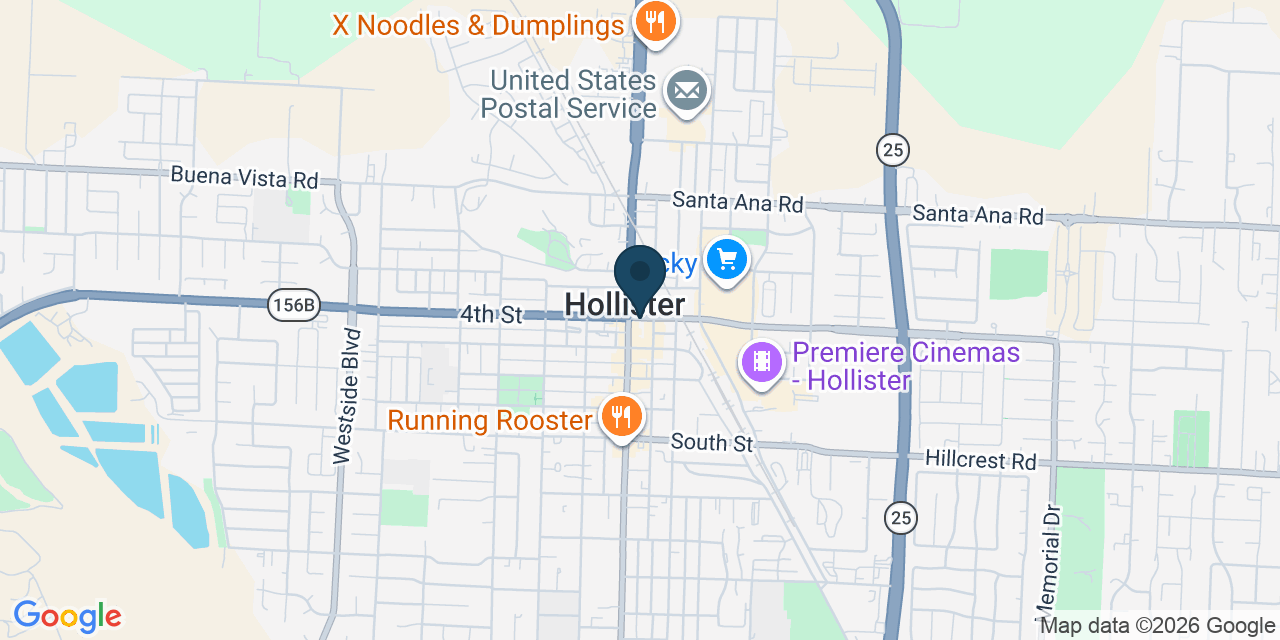 Map showing Hollister, San Benito County, CA