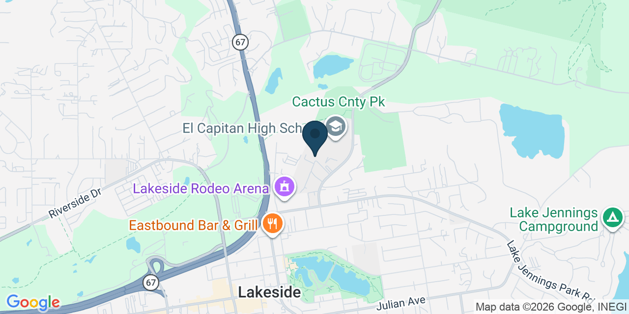 Map showing Lakeside, San Diego County, CA