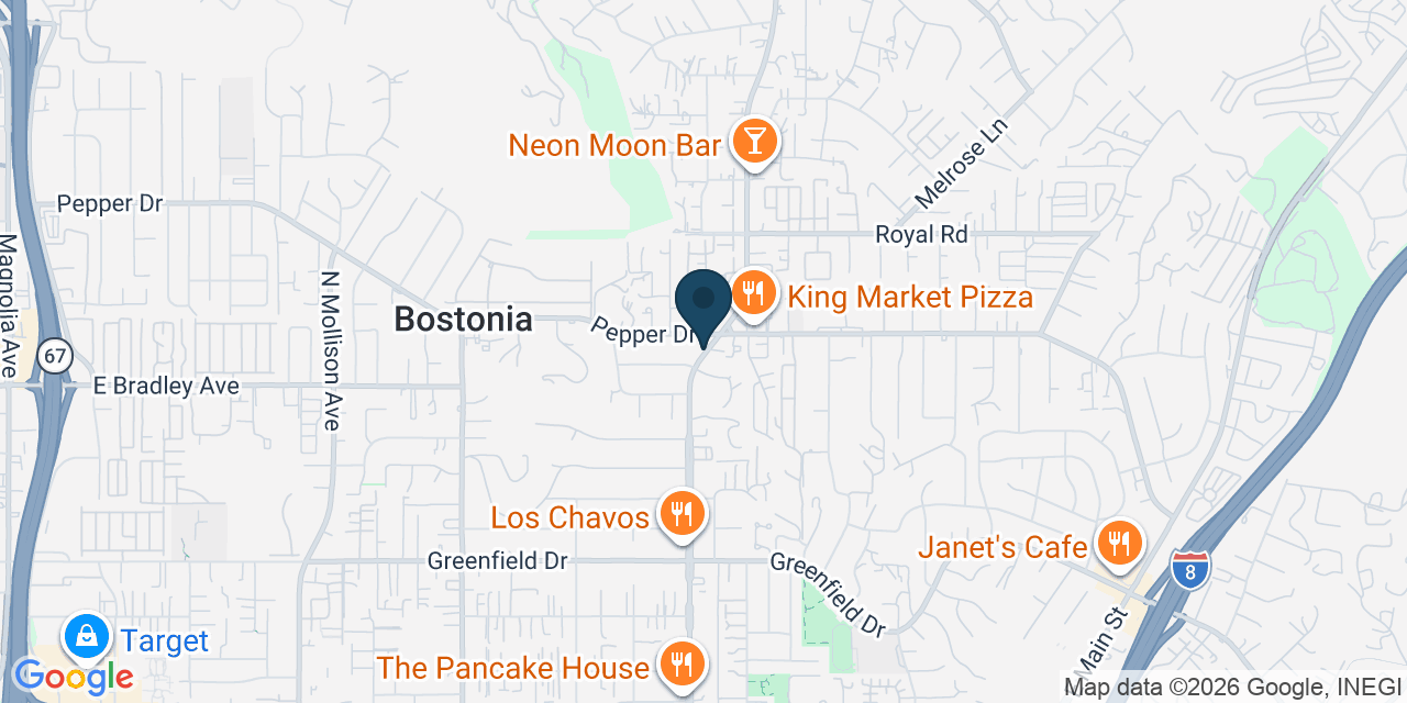 Map showing Bostonia, San Diego County, CA