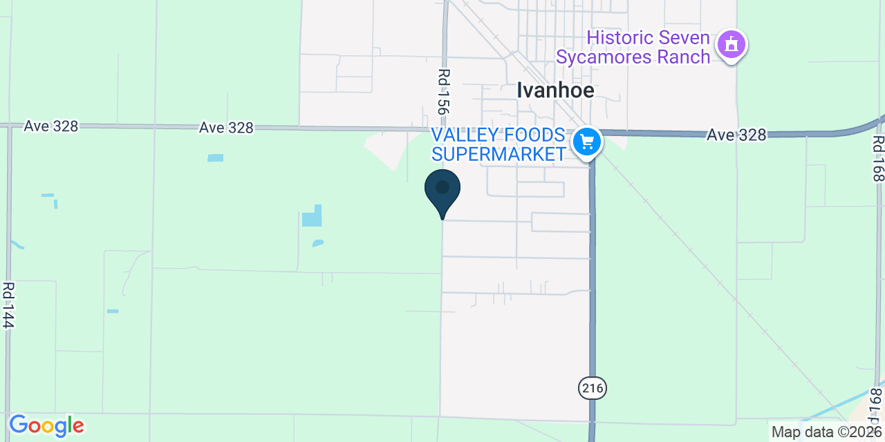 Map showing Ivanhoe, Tulare County, CA