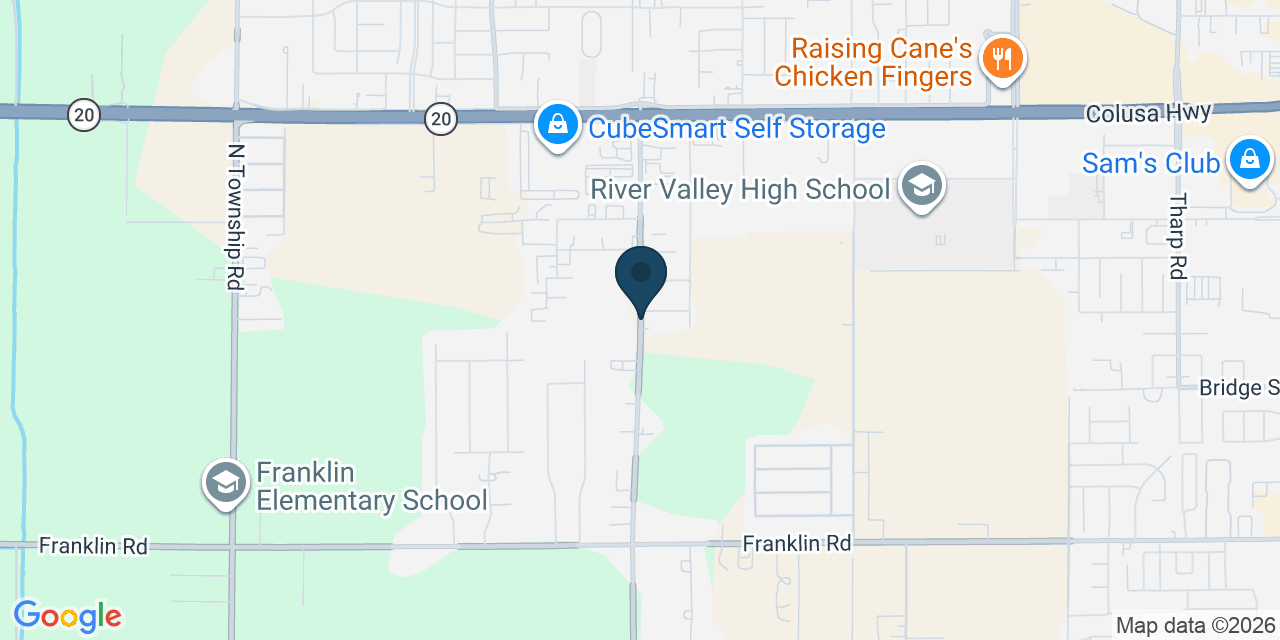 Map showing Yuba City, Sutter County, CA