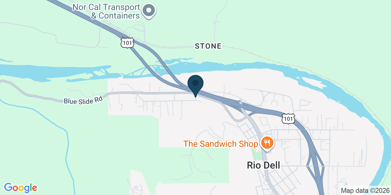 Map showing Rio Dell, Humboldt County, CA